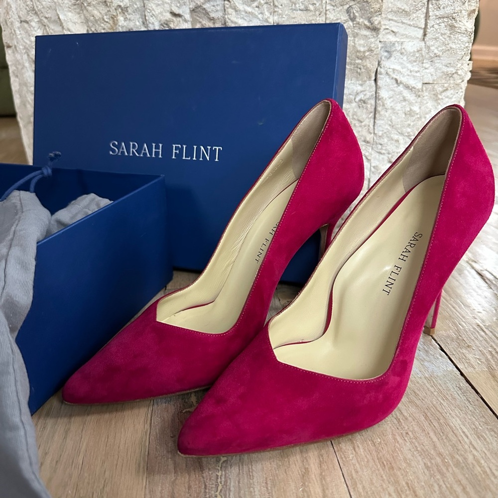 Sarah Flint Pink Heels Elegant Suede Pumps